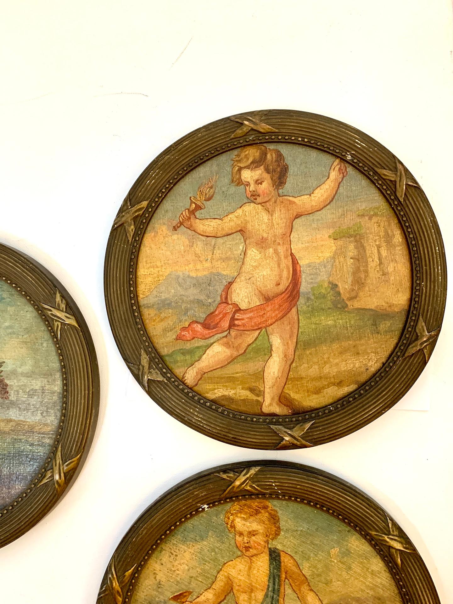 Set of Five late 19th century Italian or French portraits of Putti or Angels

A unique set of five oils on board depicting either Cherubs or Putti, all still framed in their original frames.

The style is very much in the Italian or French 17th