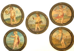 Set of Five late 19th century Italian or French portraits of Putti or Angels