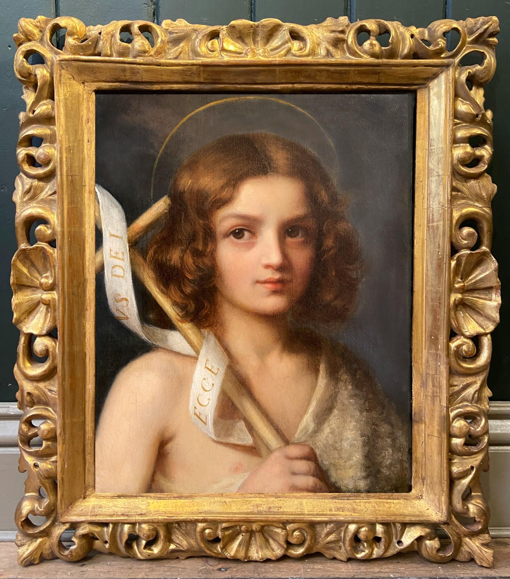 St John the Baptist as a Child, Early 19th Century Italian School, Oil Painting - Brown Portrait Painting by 19th century Italian School