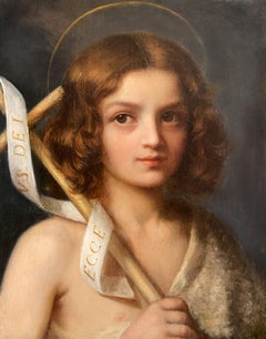 San Juan Bautista de niño, Pintura al óleo de la escuela italiana de principios del siglo XIX