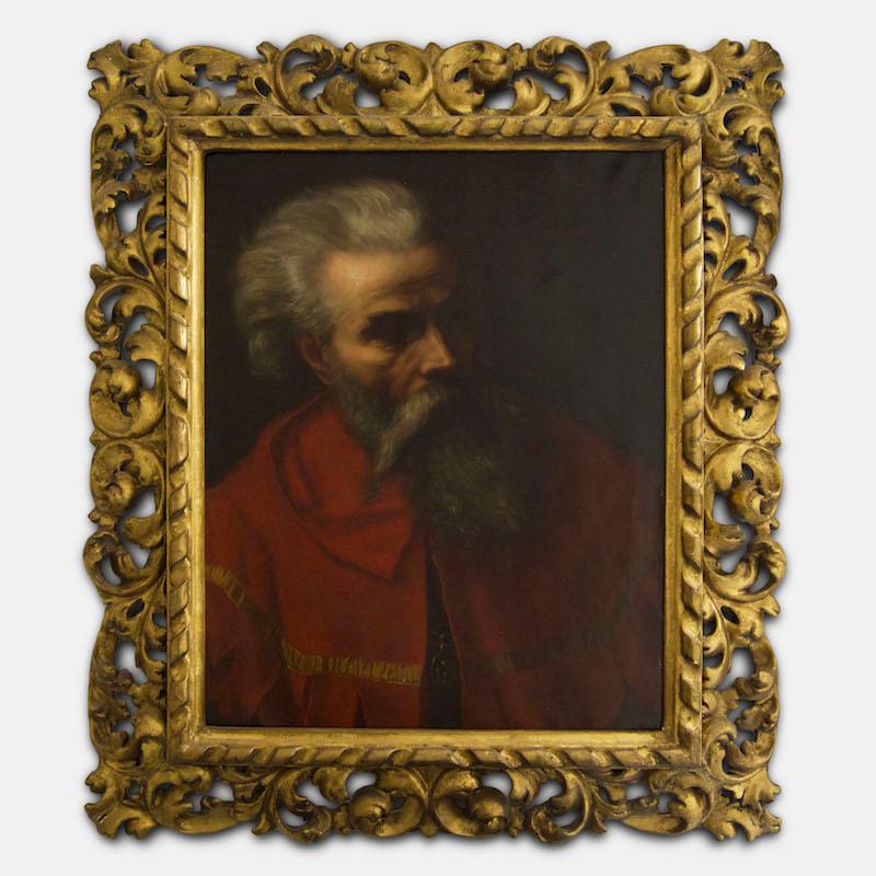 19th Century Italian School Portrait of a Bearded Man in Red In Good Condition In London, GB