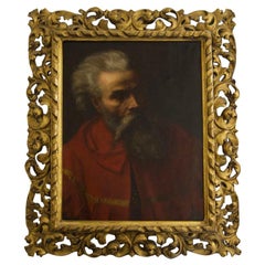 19th Century Italian School Portrait of a Bearded Man in Red