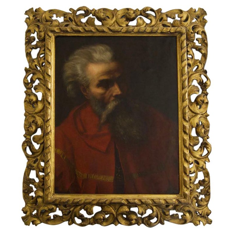 19th Century Italian School Portrait of a Bearded Man in Red at 1stDibs
