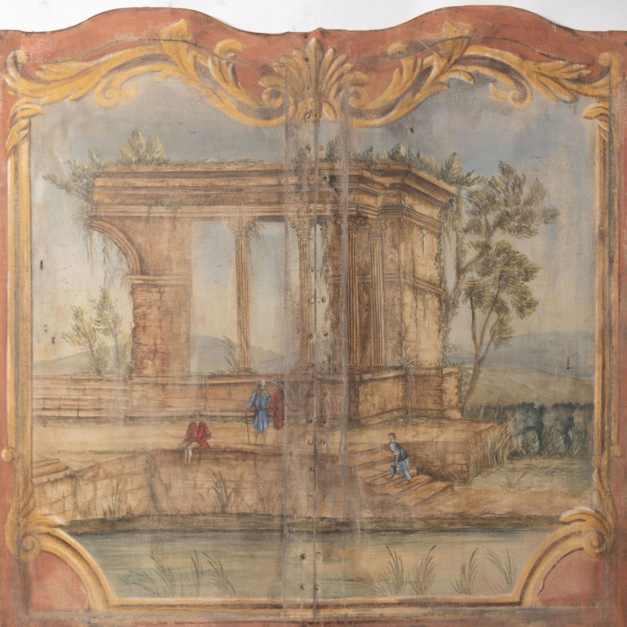 19th Century Italian screen, wall panel, oil on canvas In Good Condition For Sale In Maidstone, GB
