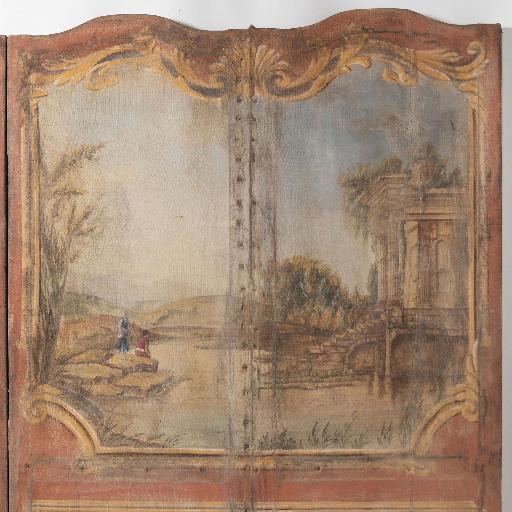 Canvas 19th Century Italian screen, wall panel, oil on canvas For Sale