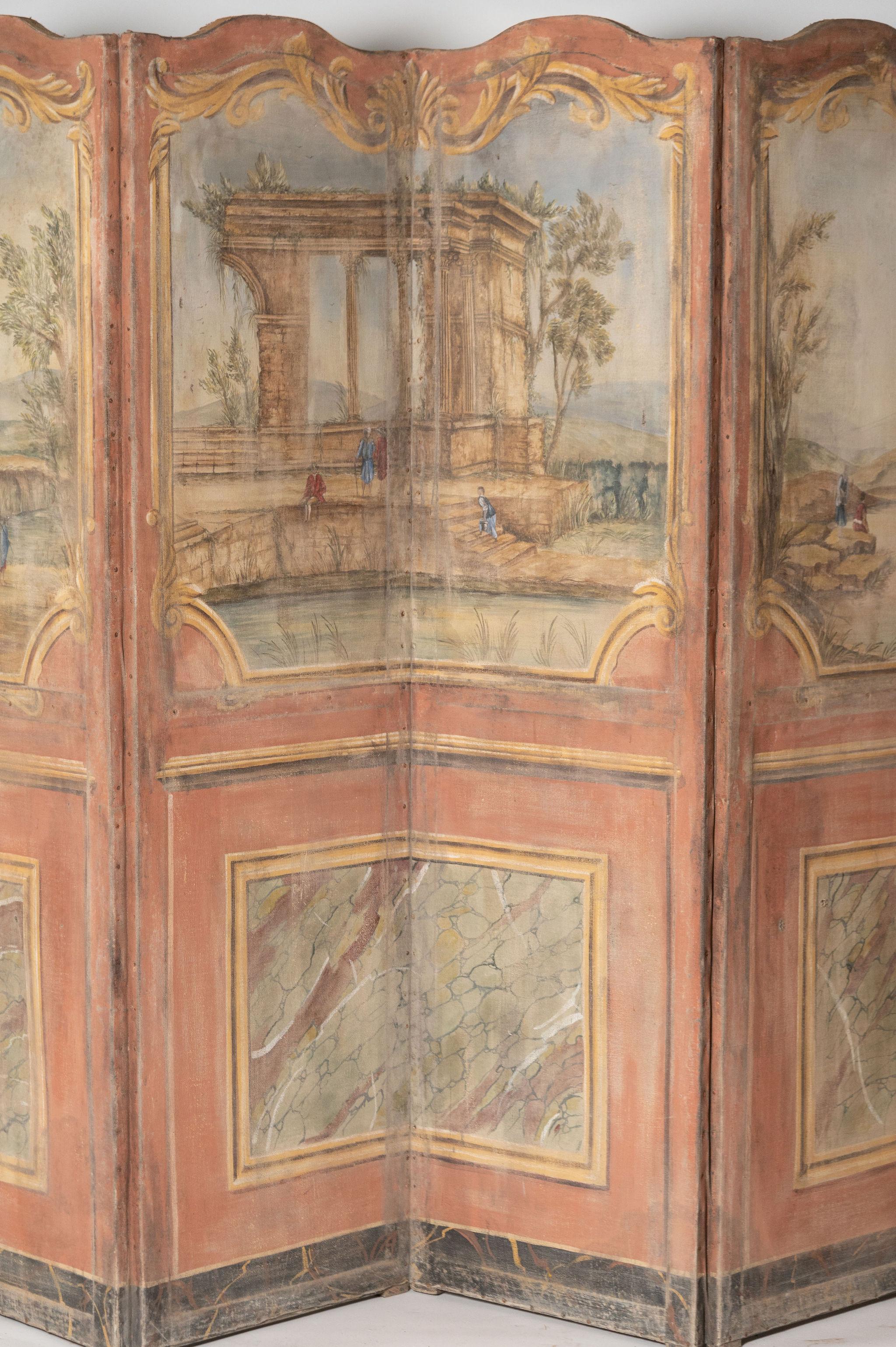 19th Century Italian screen, wall panel, oil on canvas For Sale 1