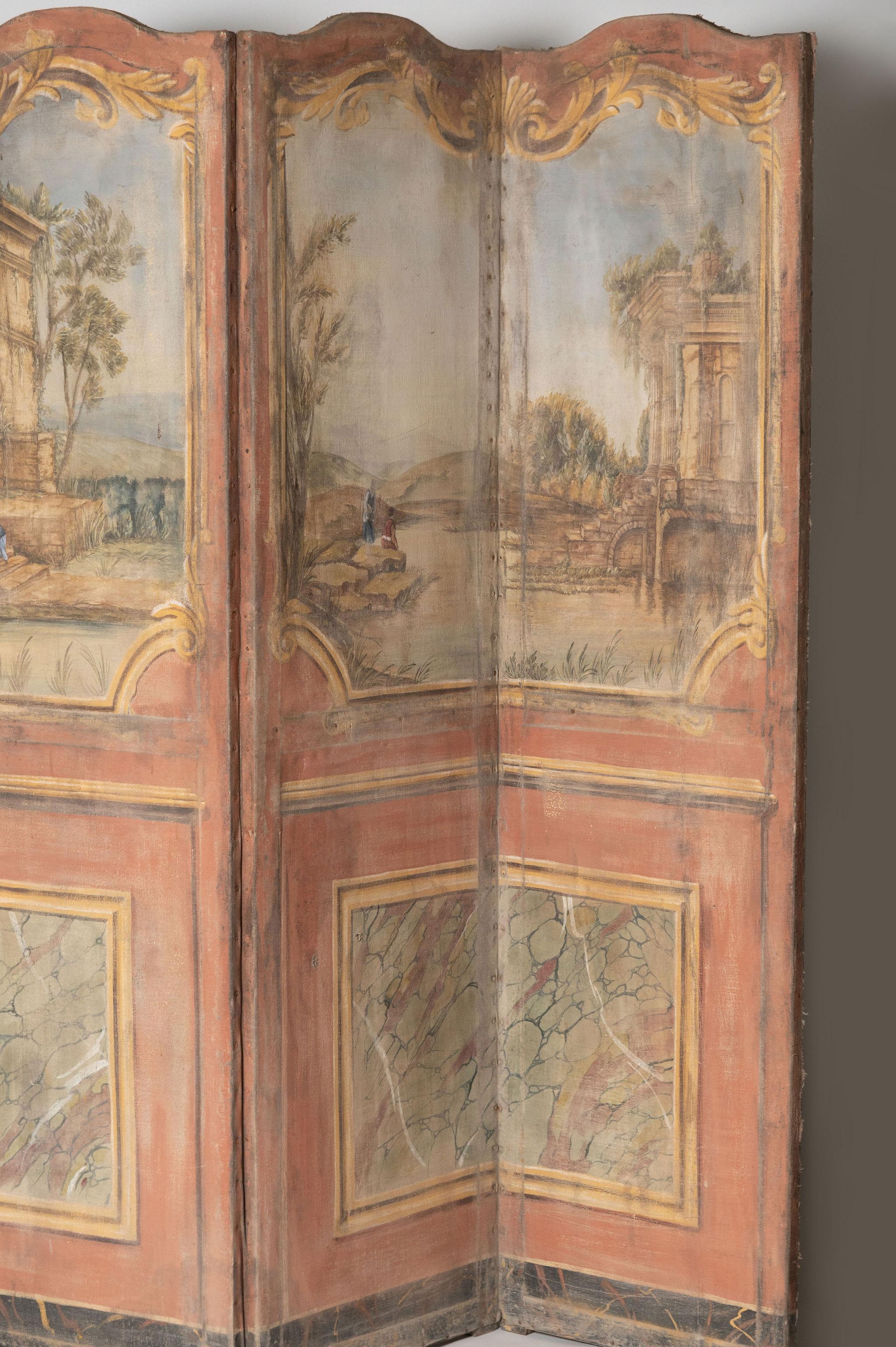 19th Century Italian screen, wall panel, oil on canvas For Sale 2