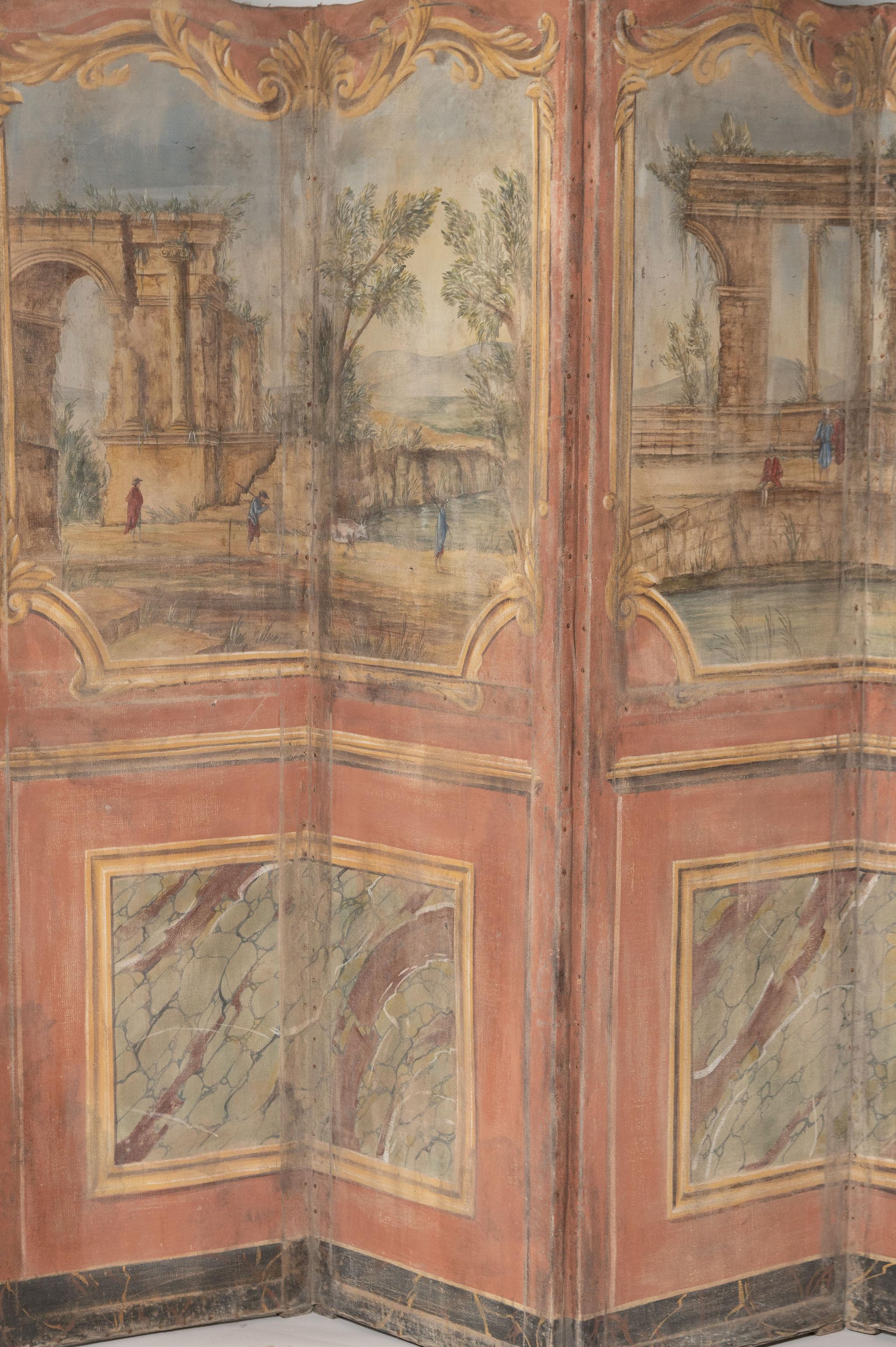 19th Century Italian screen, wall panel, oil on canvas For Sale 3