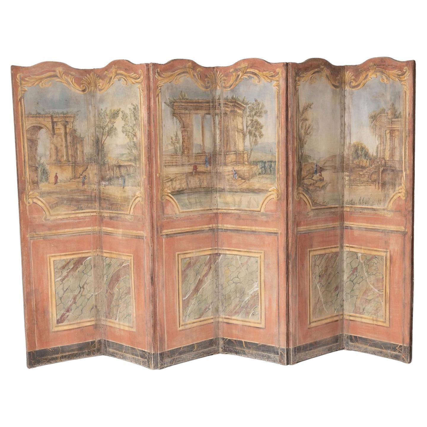 19th Century Italian screen, wall panel, oil on canvas For Sale