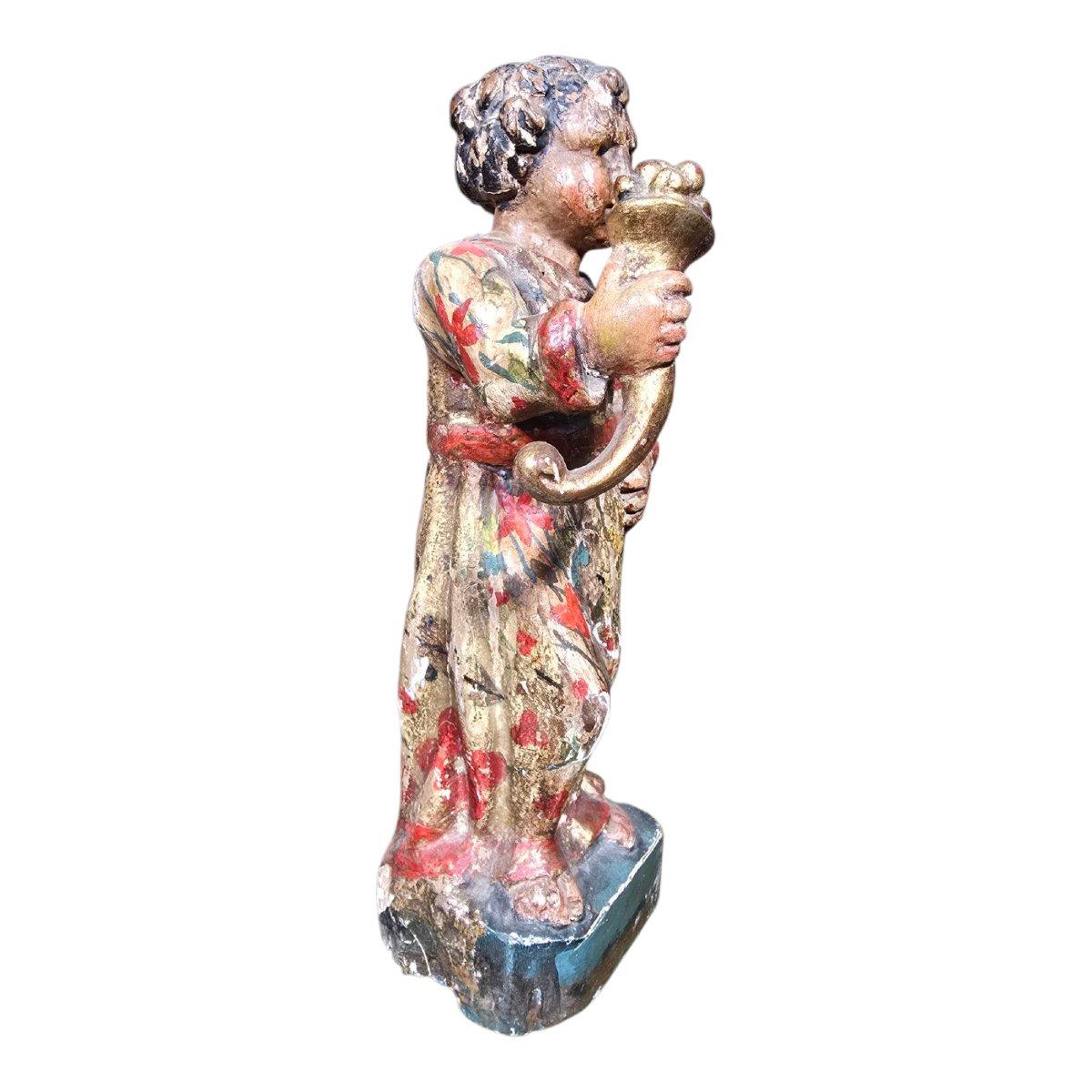 Baroque 19th Century Italian Sculpture – Boy with a Cornucopia For Sale
