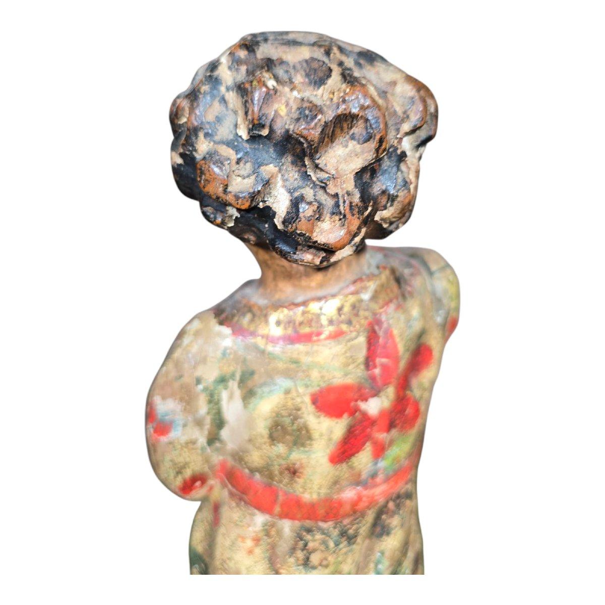 19th Century Italian Sculpture – Boy with a Cornucopia In Fair Condition For Sale In Madrid, ES