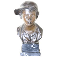 19th Century Italian Sculpture in Bronze Young Boy Signed G. De Martino