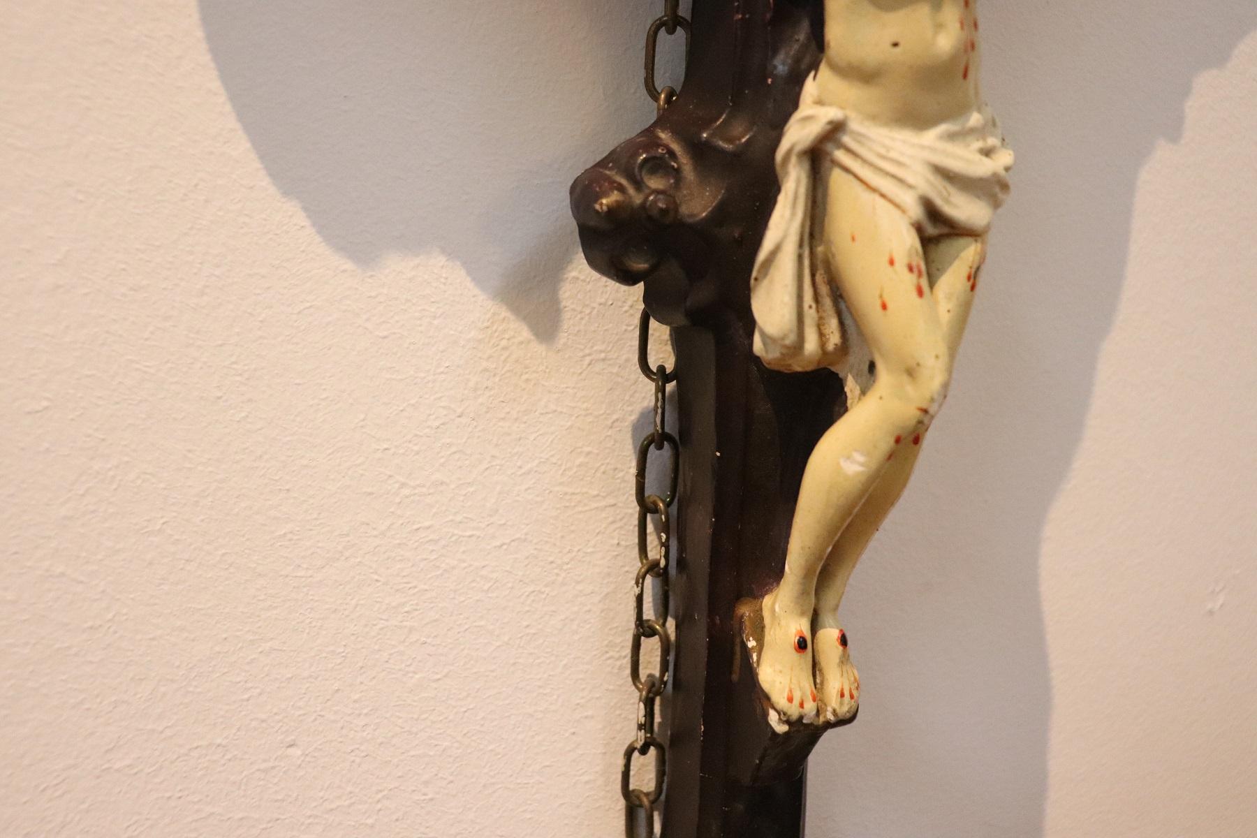 19th Century Italian Sculpture Jesus Christ on the Cross in Plaster In Good Condition In Casale Monferrato, IT