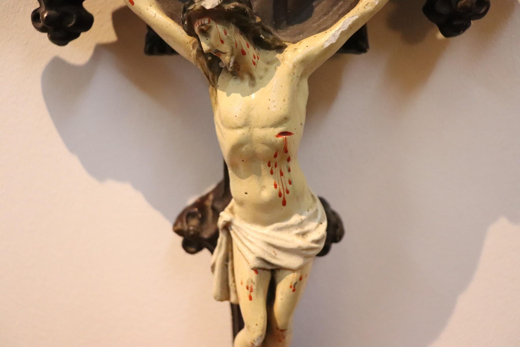 19th Century Italian Sculpture Jesus Christ on the Cross in Plaster 4
