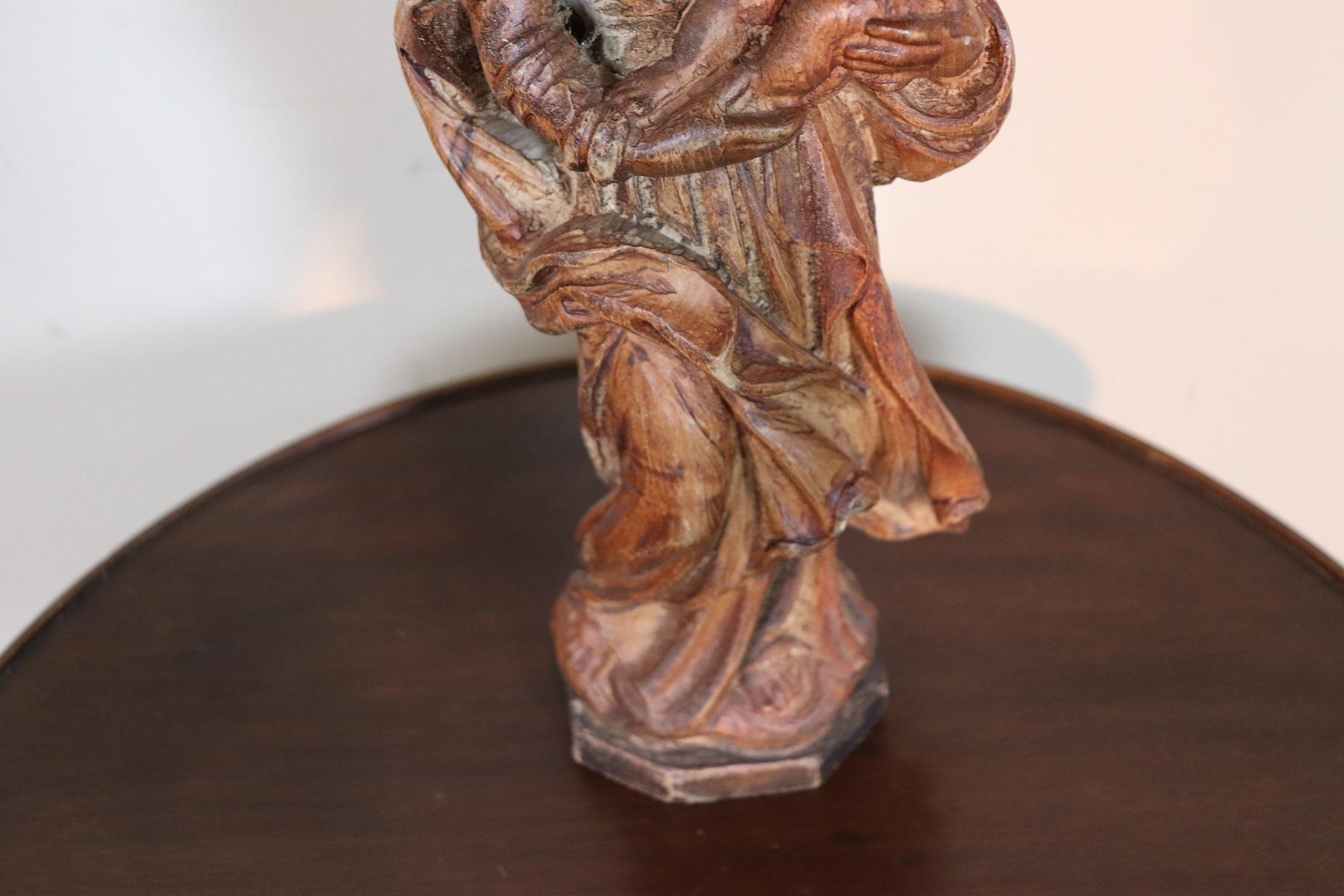 Late 19th Century 19th Century Italian Sculpture Madonna with Child in Carved Wood