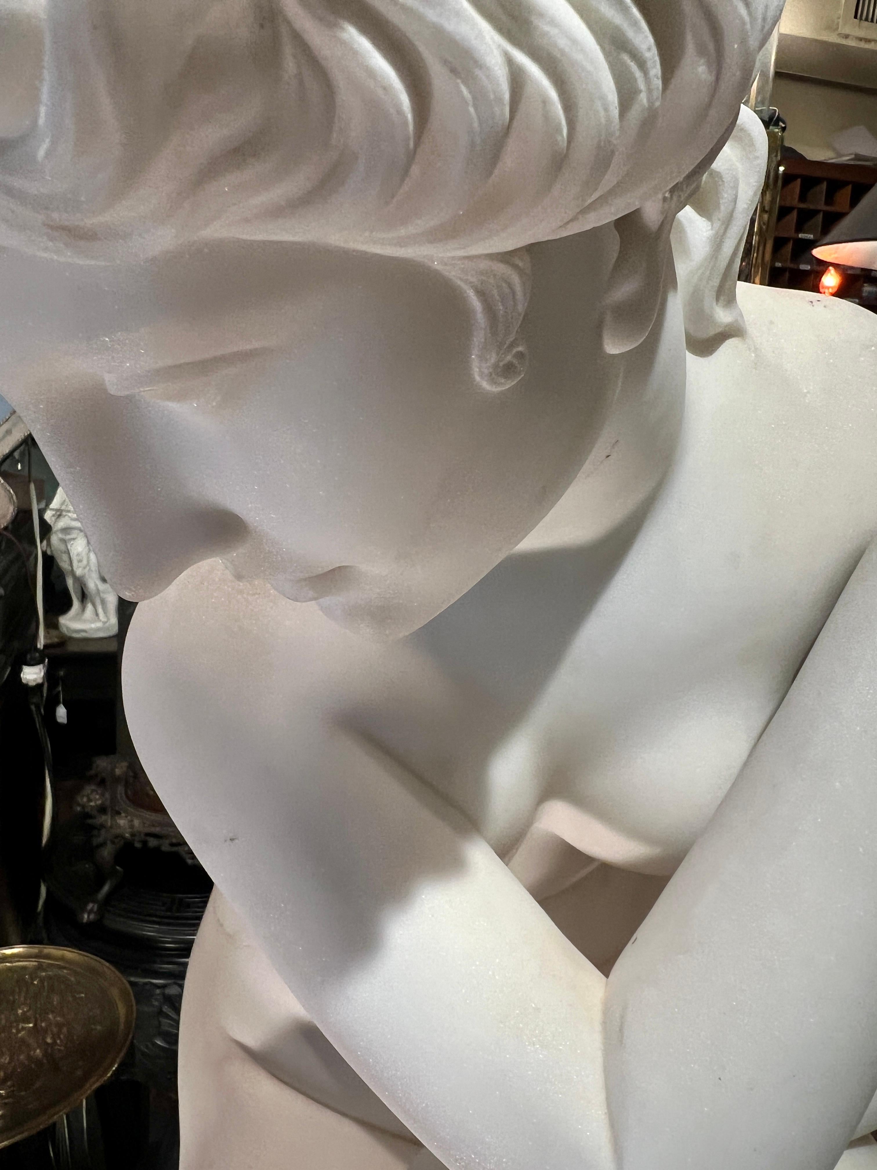 19th Century Italian Sculpture of Crouching Venus on Custom Pedestal 7