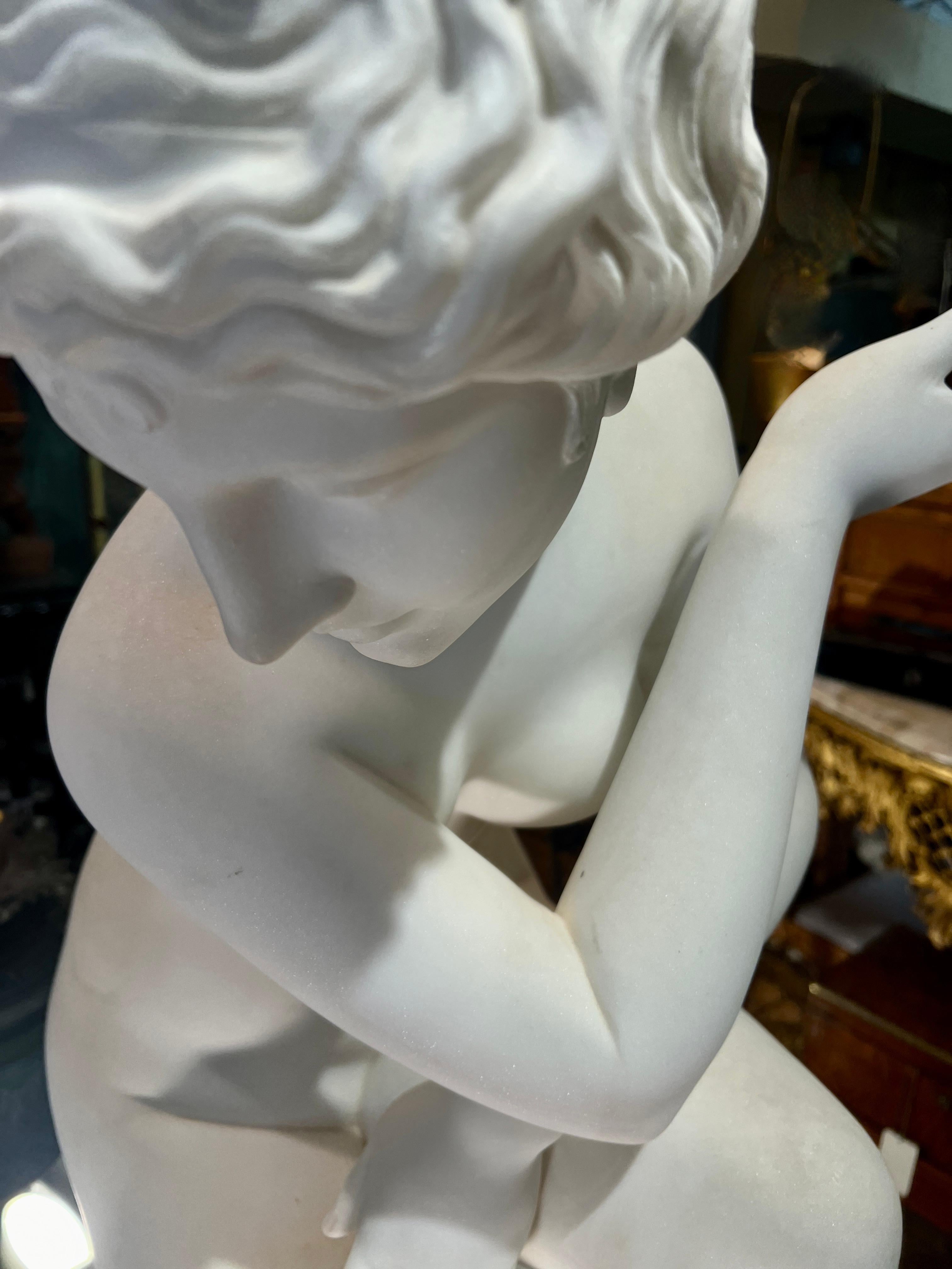 19th Century Italian Sculpture of Crouching Venus on Custom Pedestal 8