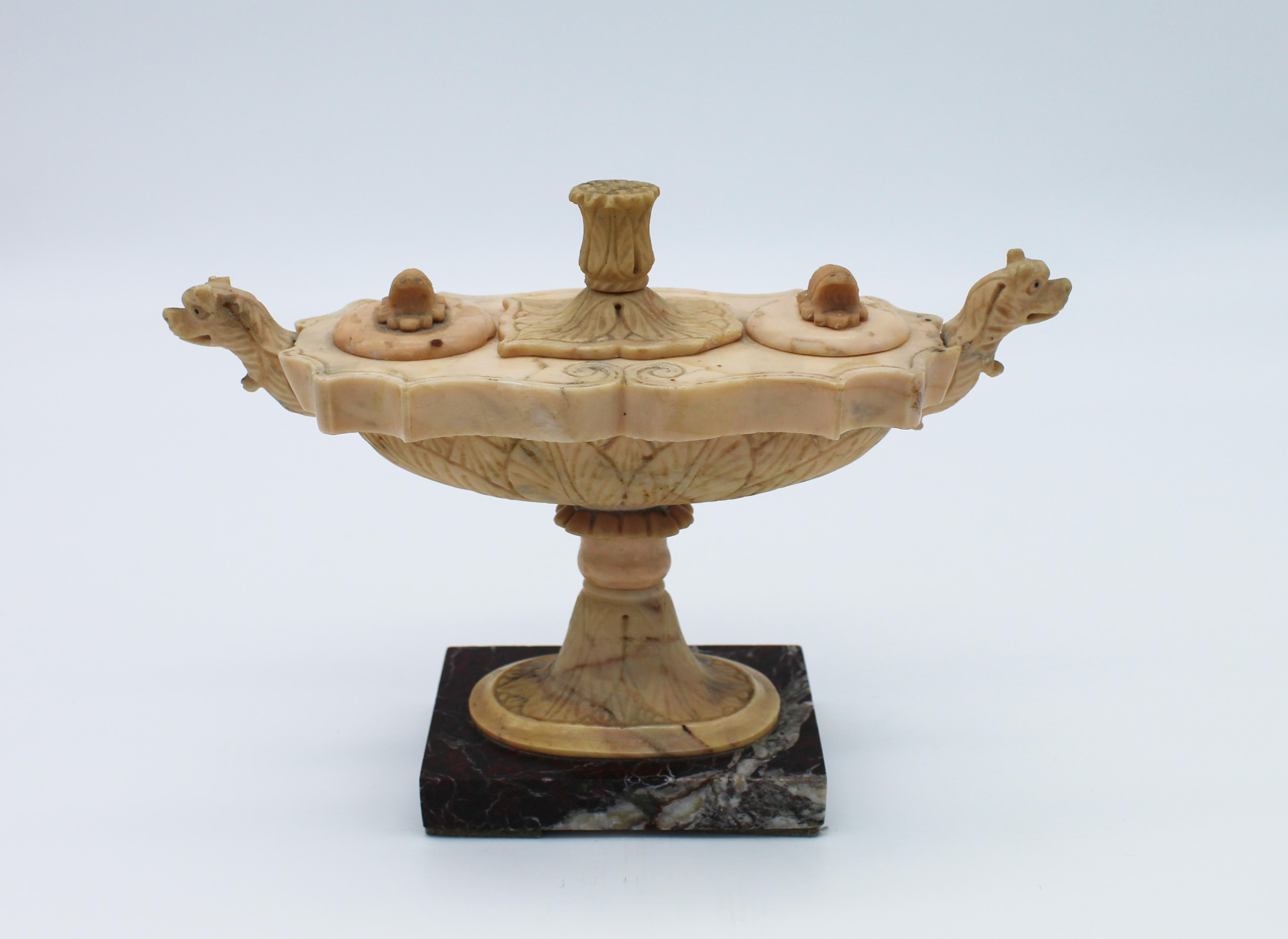 19th Century Italian Sculpture Yellow Marble Oil Lamp Grand Tour Boschetti For Sale 10