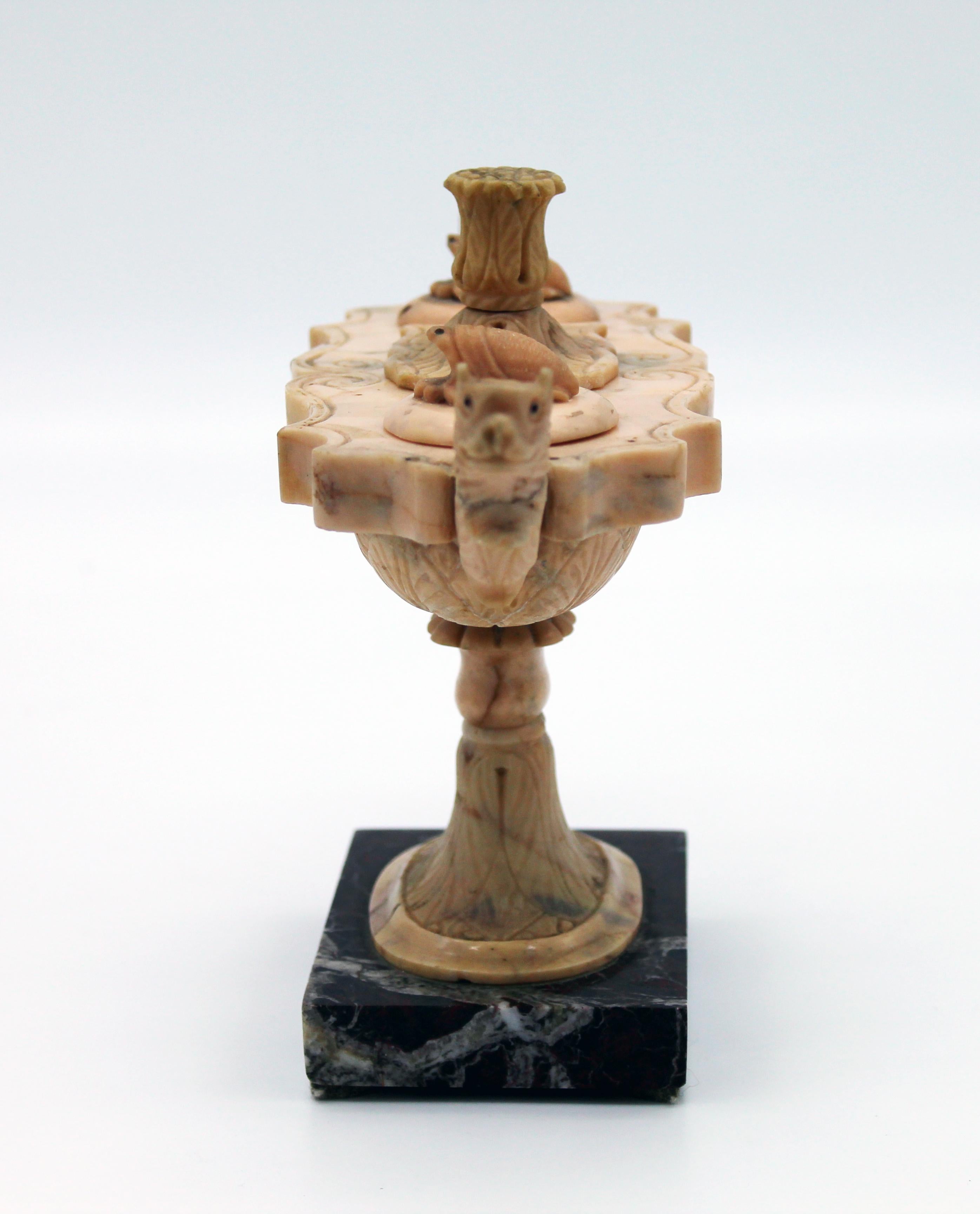 19th Century Italian Sculpture Yellow Marble Oil Lamp Grand Tour Boschetti For Sale 3