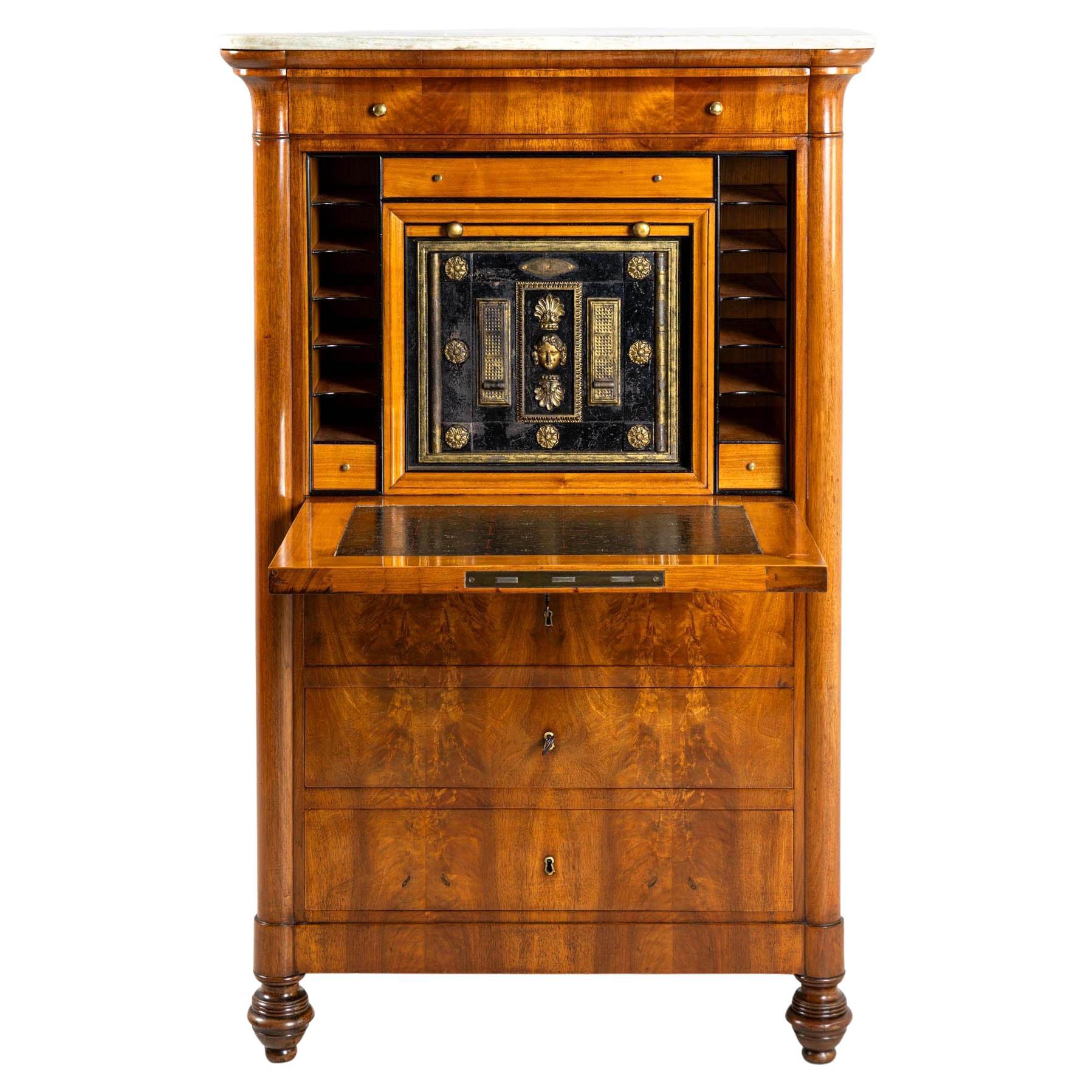 Secretaire italiano del siglo XIX con caja de seguridad, hacia 1840 en venta
