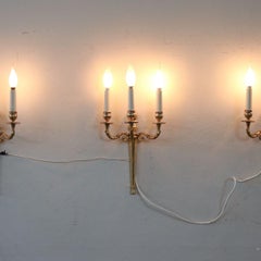 19th Century Italian Set of 3 Sconces or Wall Lights in Gilded Brass