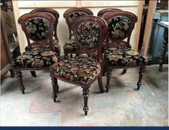 19th Century Italian Set of 6 Mahogany Dining Chairs, 1890s