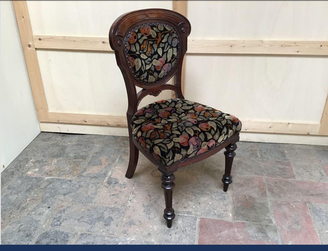 Victorian 19th Century Italian Set of 6 Mahogany Dining Chairs, 1890s For Sale