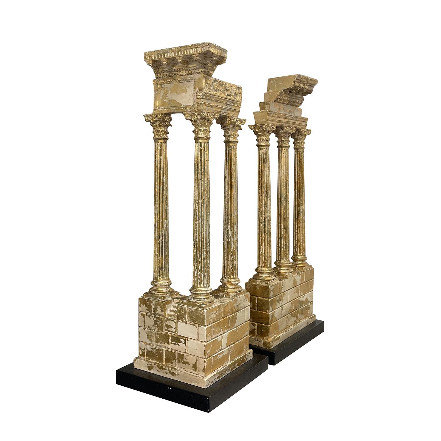 19th Century Italian Set of Antique Gilt Stone Fragments, Columns For Sale 1