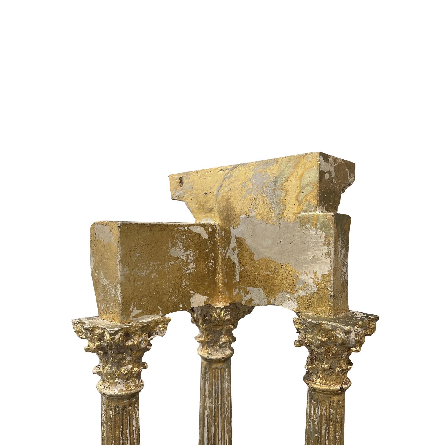 19th Century Italian Set of Antique Gilt Stone Fragments, Columns For Sale 3