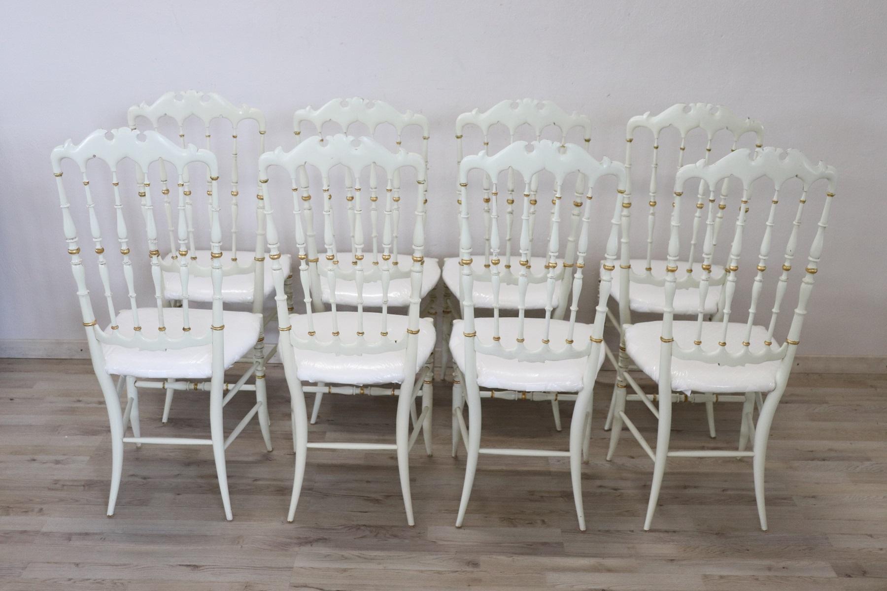 19th Century Italian Set of eight Turned and Lacquered Famous Chiavari Chairs 11