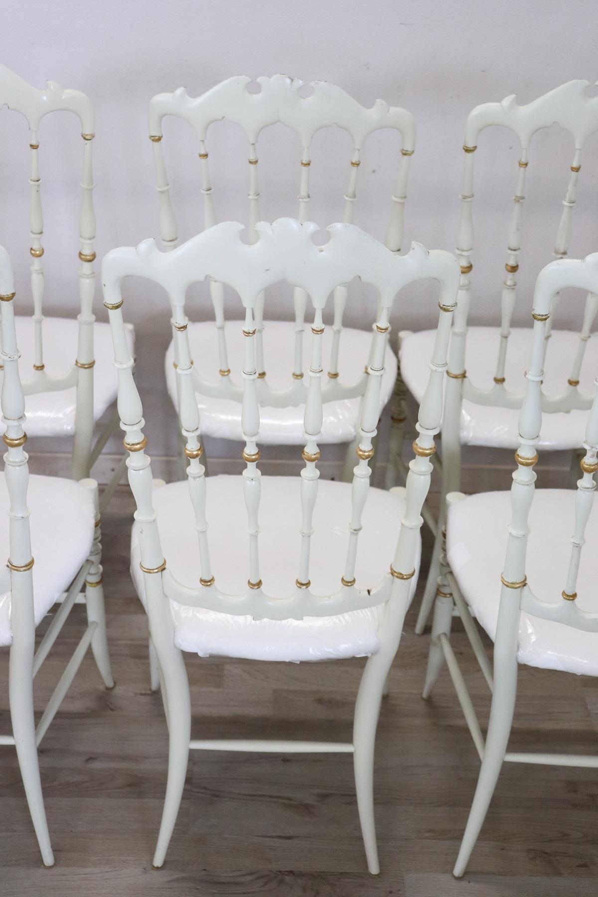 19th Century Italian Set of eight Turned and Lacquered Famous Chiavari Chairs 14