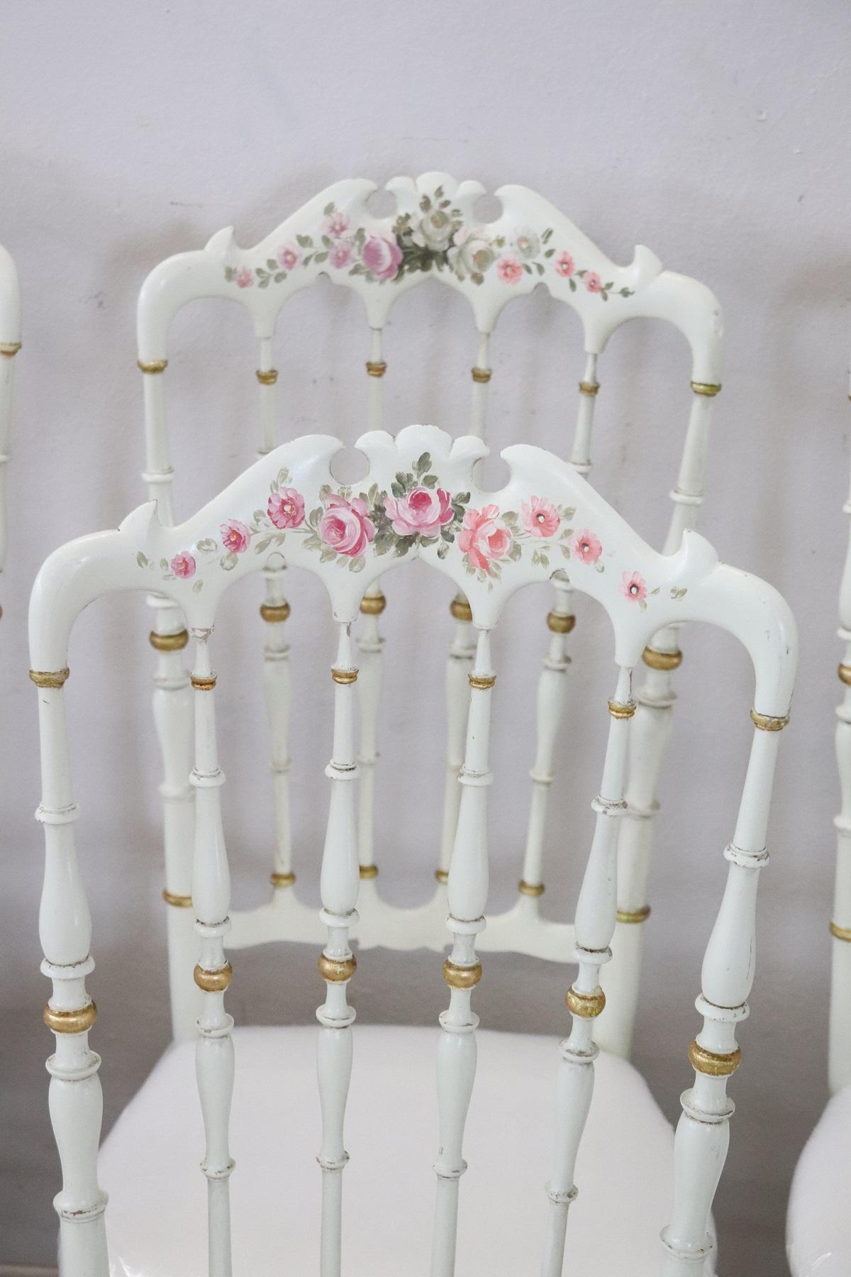 Late 19th Century 19th Century Italian Set of eight Turned and Lacquered Famous Chiavari Chairs