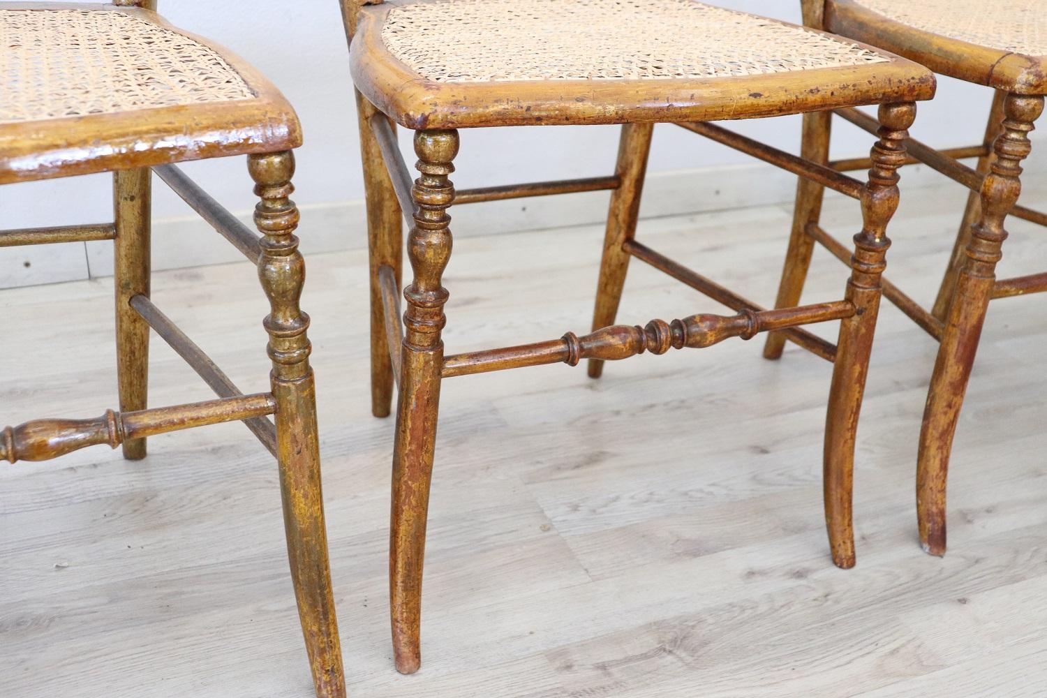 19th Century Italian Set of Five Turned Wood Famous Chiavari Chairs 6