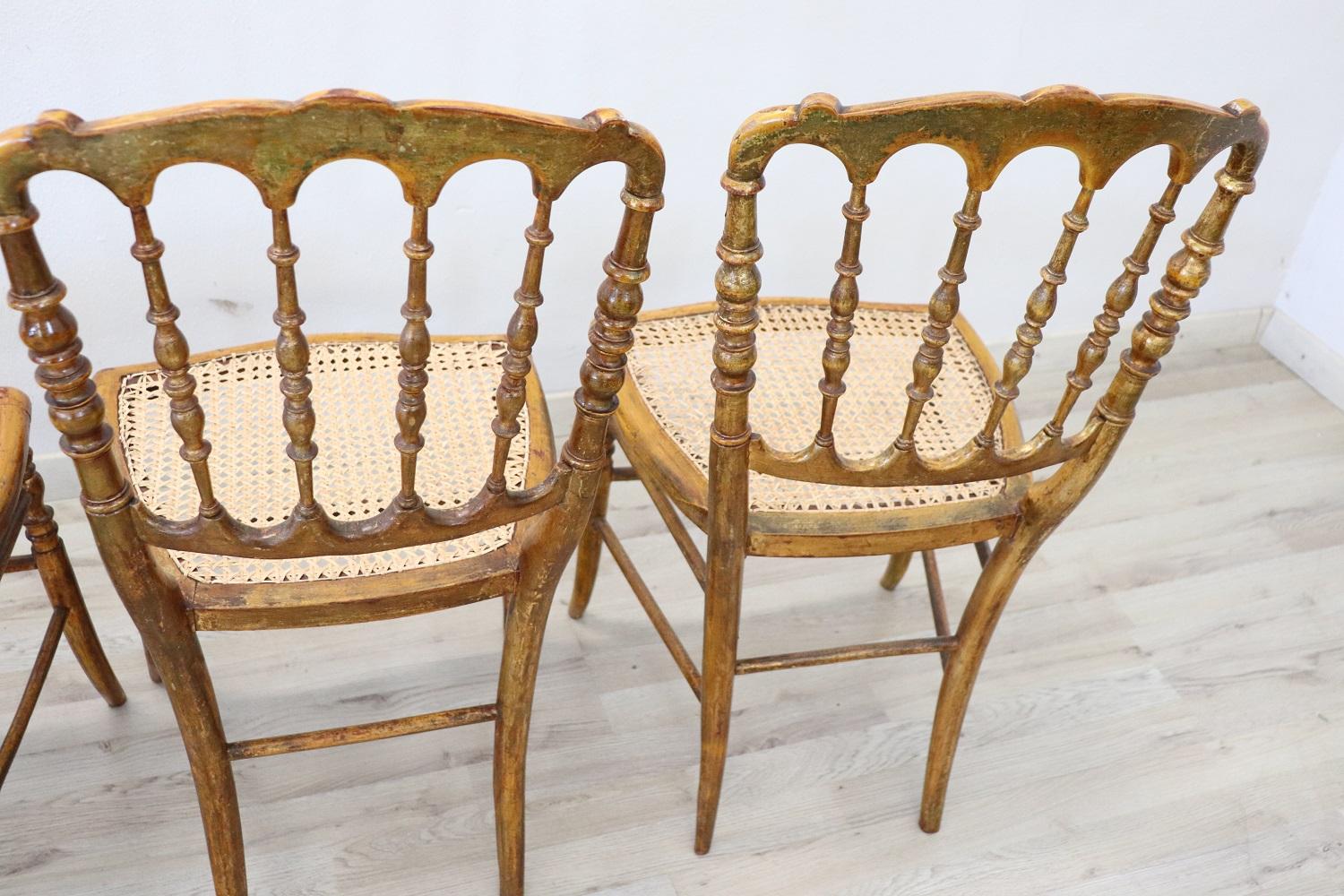 19th Century Italian Set of Five Turned Wood Famous Chiavari Chairs 10
