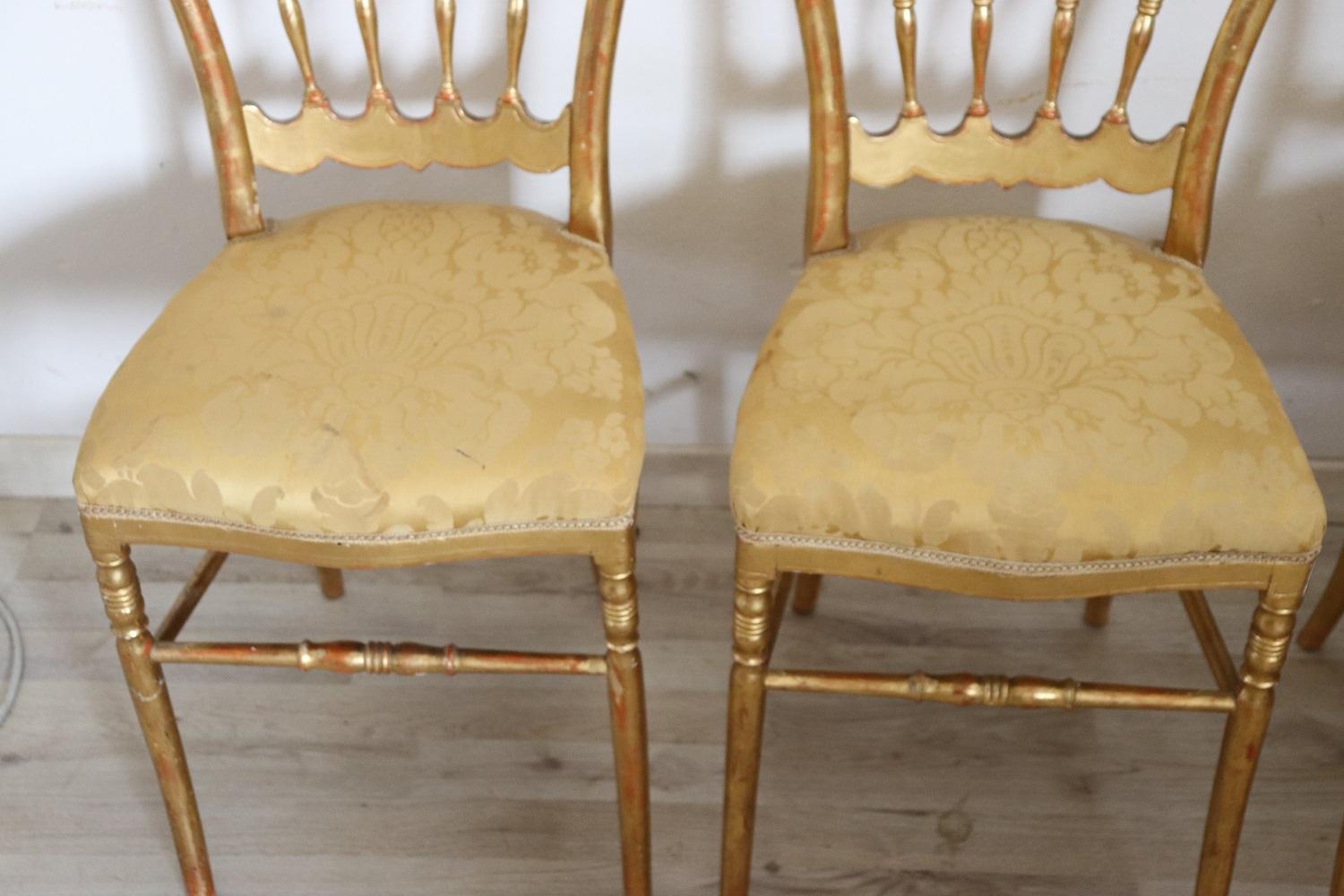 19th Century Italian Set of Four Gilded Wood Famous Chiavari Chairs In Good Condition In Casale Monferrato, IT