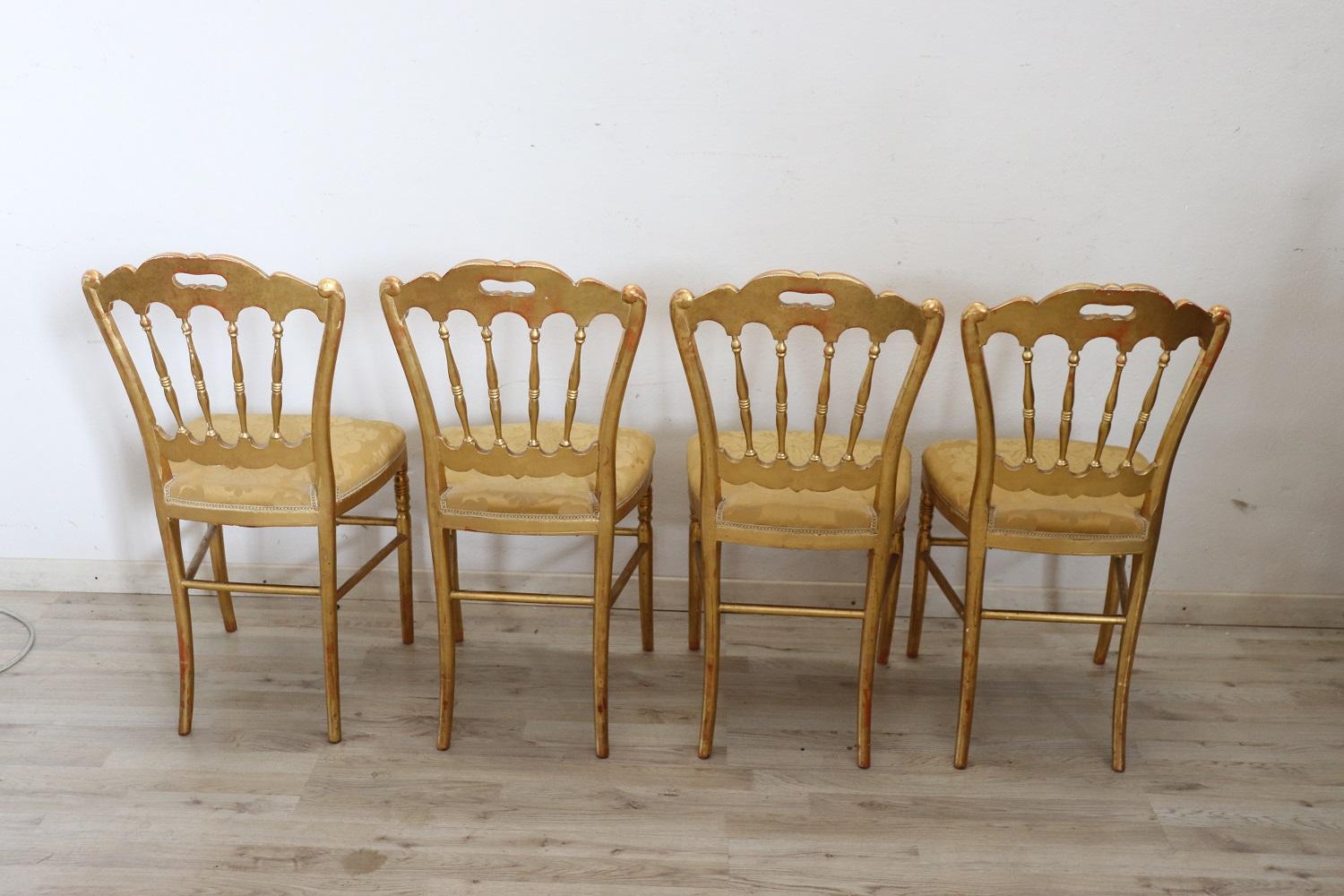 19th Century Italian Set of Four Gilded Wood Famous Chiavari Chairs 2