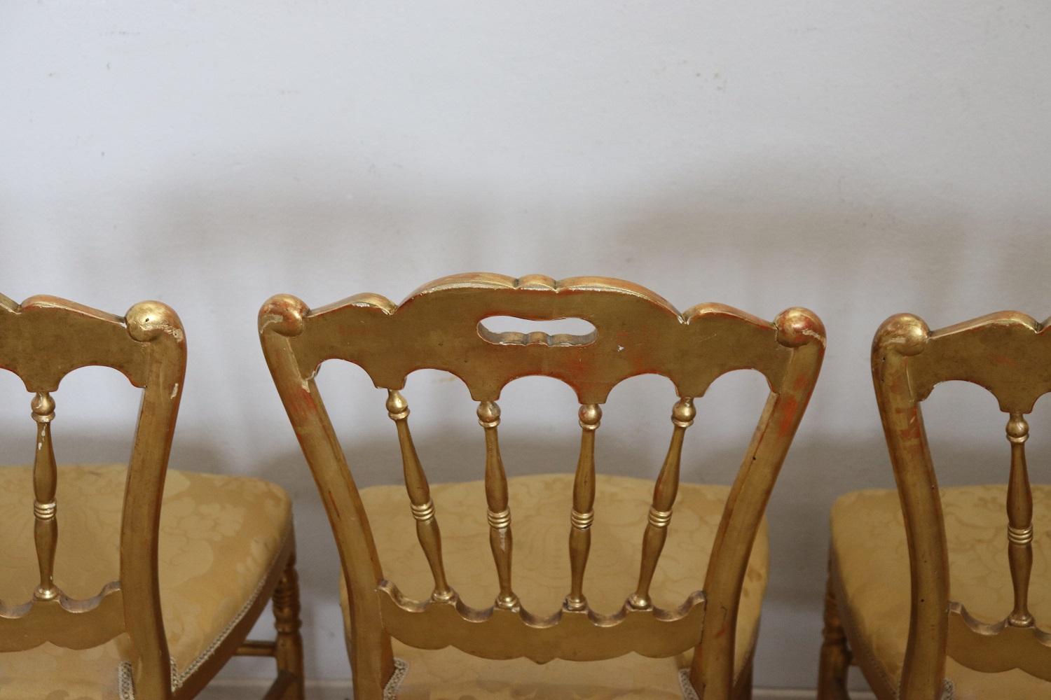 19th Century Italian Set of Four Gilded Wood Famous Chiavari Chairs 3