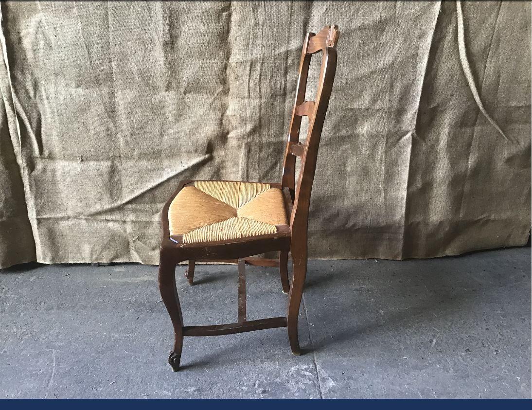 19th Century Italian Set of Six Dining Chairs with Straw Seat, 1890s In Good Condition For Sale In Florence, IT