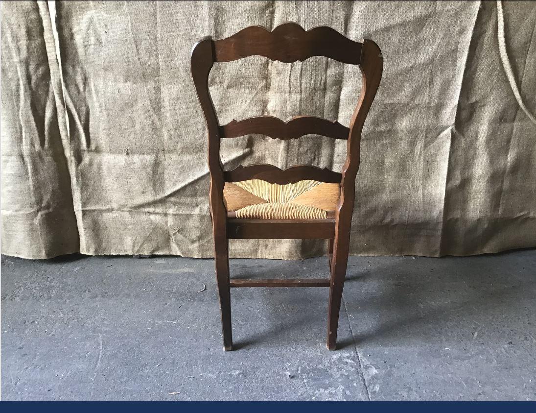 Late 19th Century 19th Century Italian Set of Six Dining Chairs with Straw Seat, 1890s For Sale
