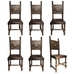 19th Century Italian Set of Six Renaissance Style Walnut Chairs 19th Century Italian Set of Six Renaissance Style Walnut Chairs