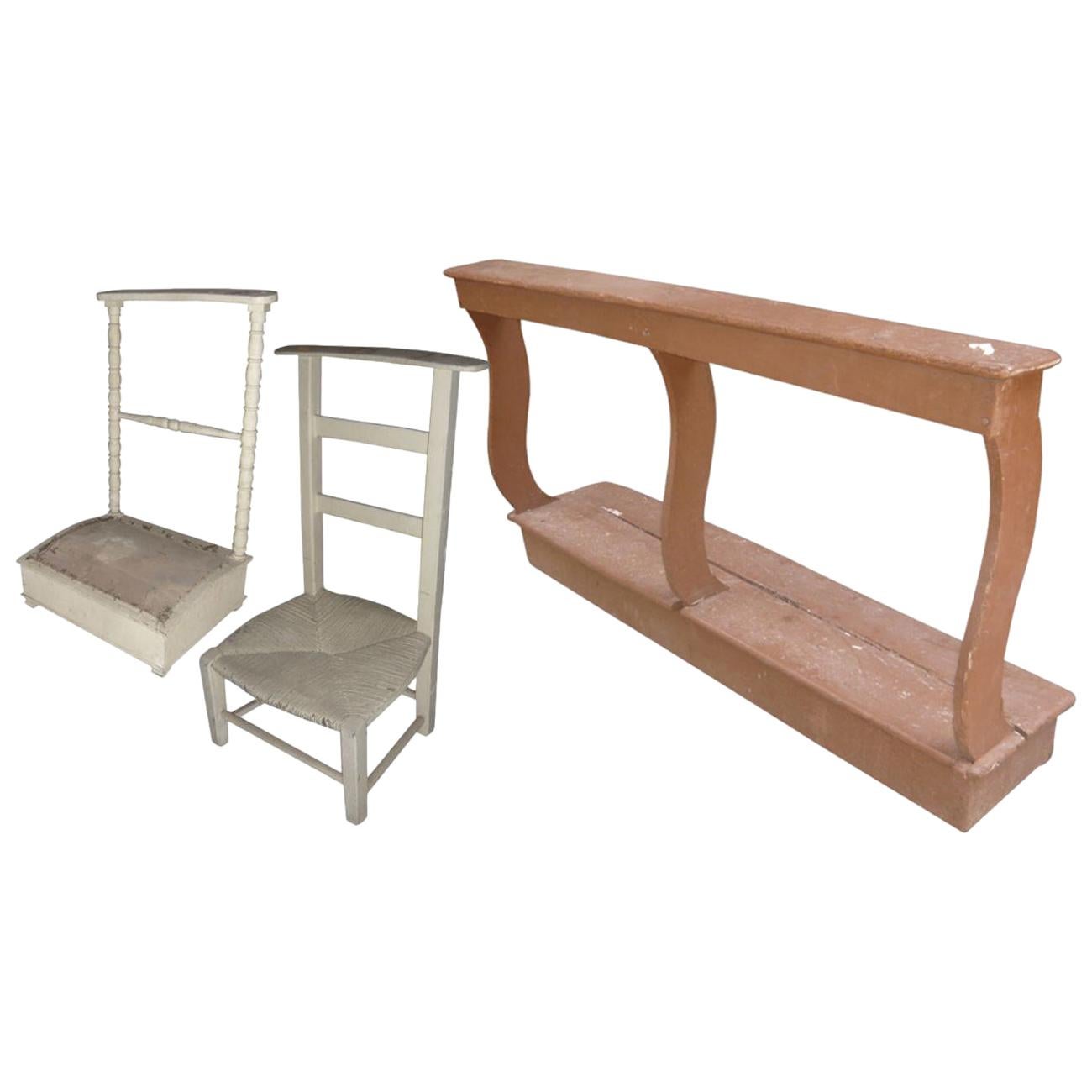 19th Century Italian Set of Wooden Kneeling-Stool For Sale
