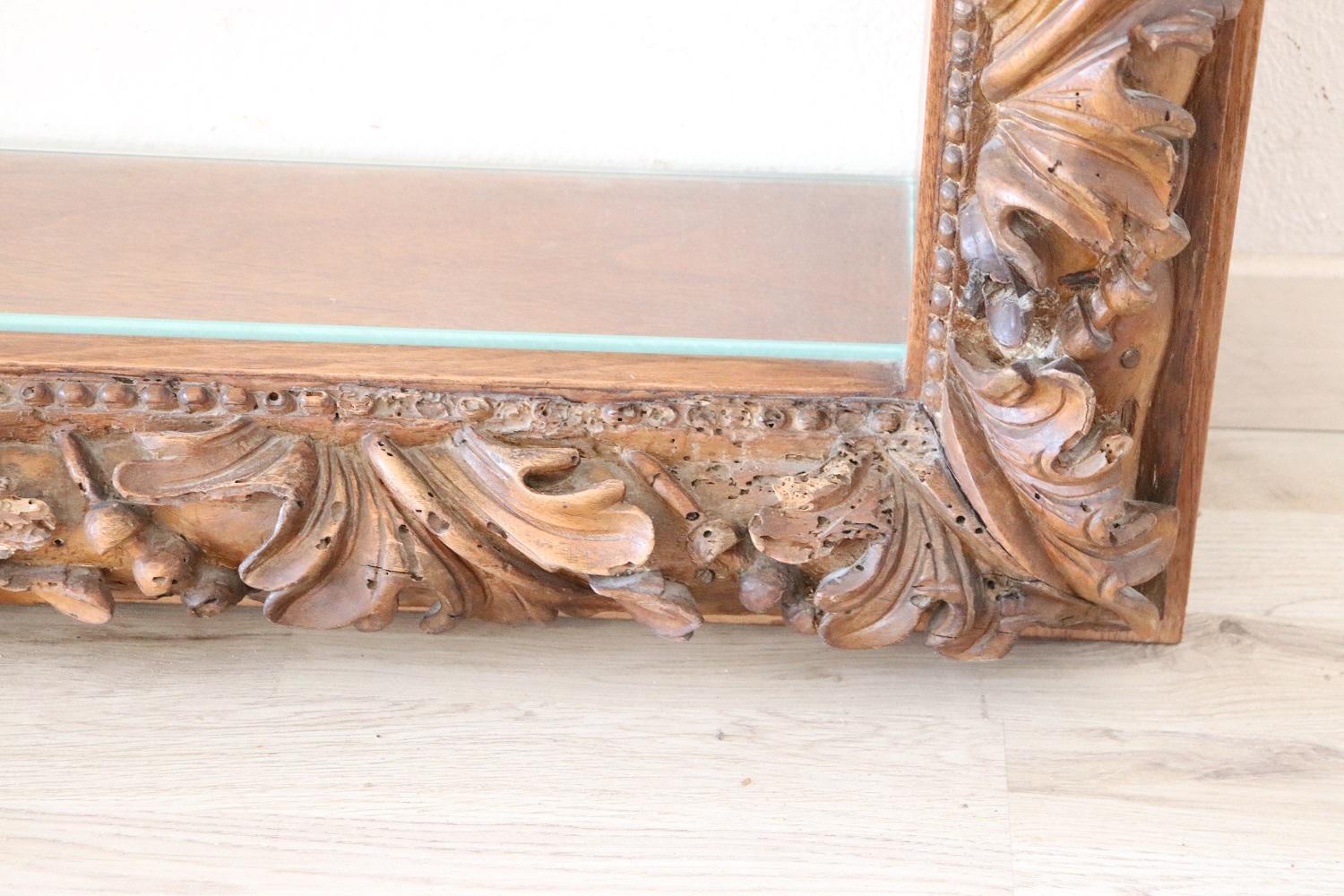 Mid-19th Century 19th Century Italian Shelves with Antique Carved Walnut Frame For Sale