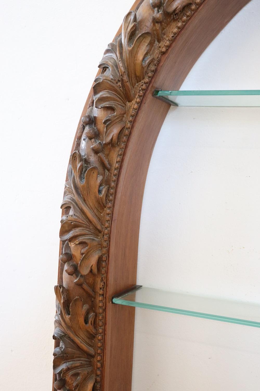19th Century Italian Shelves with Antique Carved Walnut Frame For Sale 1