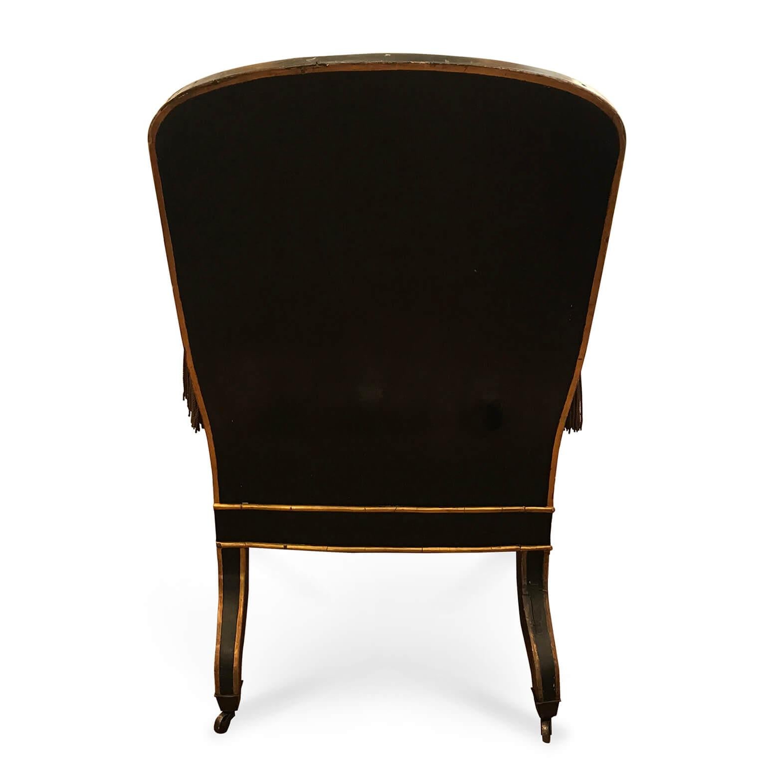 19th Century Italian Sicilian Armchair and Footrest Red Velvet Gilt Details For Sale 2