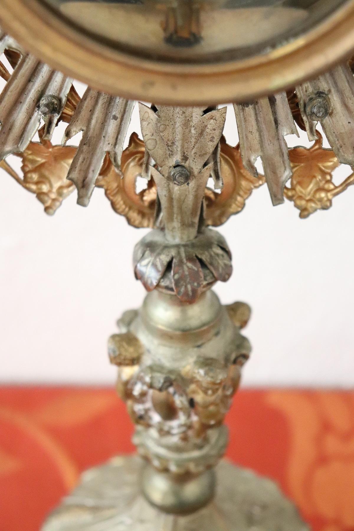 19th Century Italian Sicilian Baroque Style Monstrance Decorated with Cherub 5