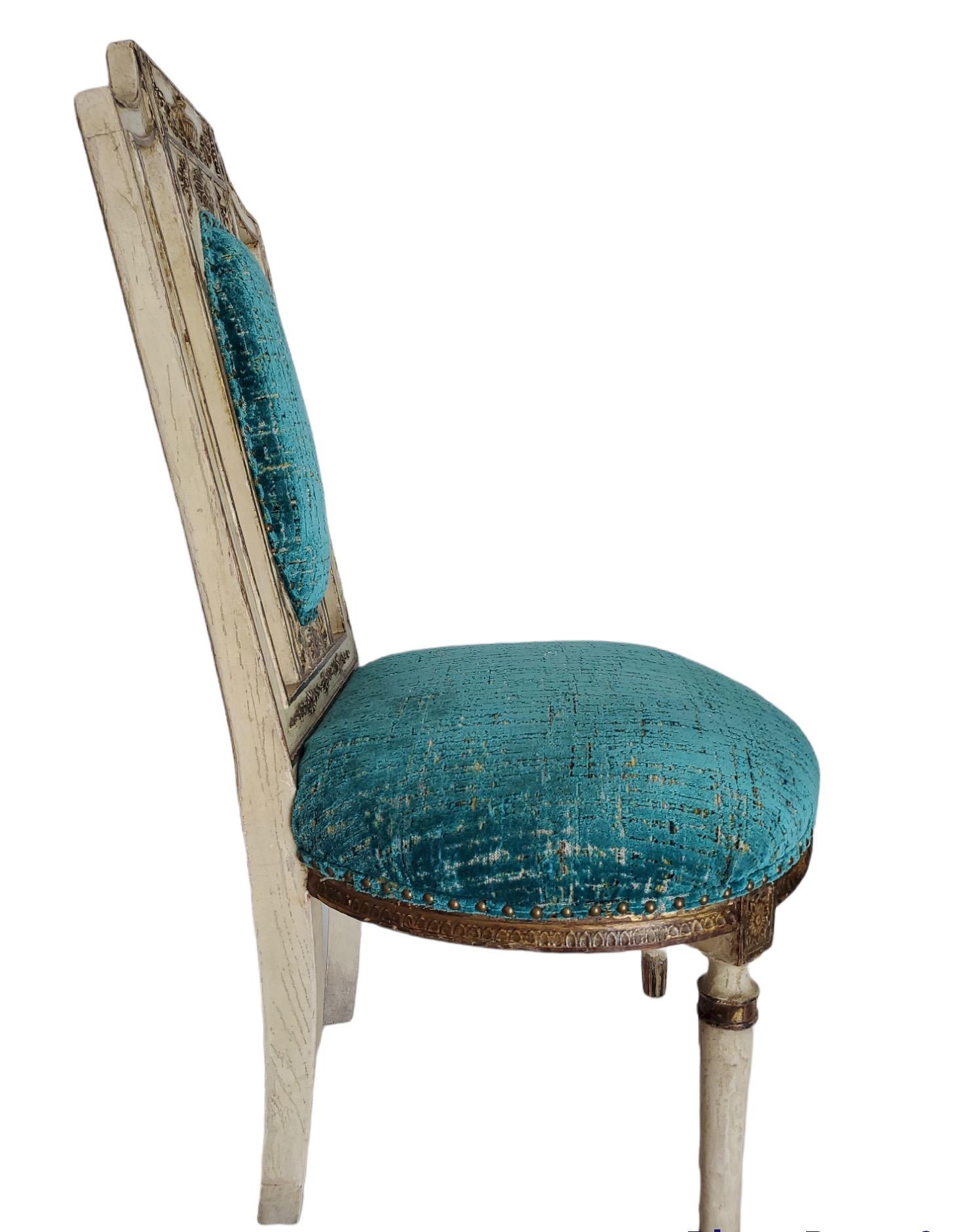 Velvet 19th Century Italian Side Chairs For Sale