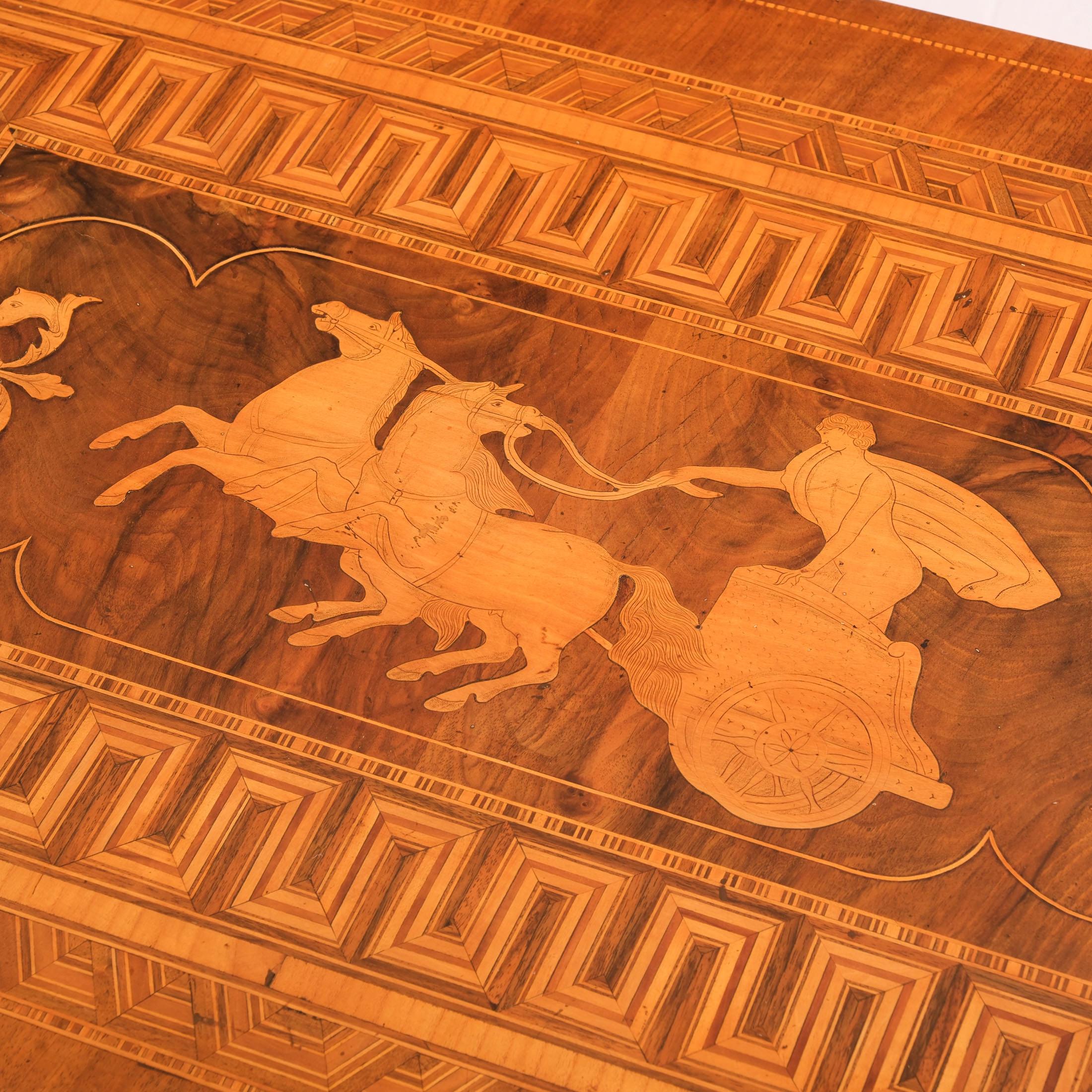 Marqueterie 19th Century Italian Side Table Lombardy Nutwood