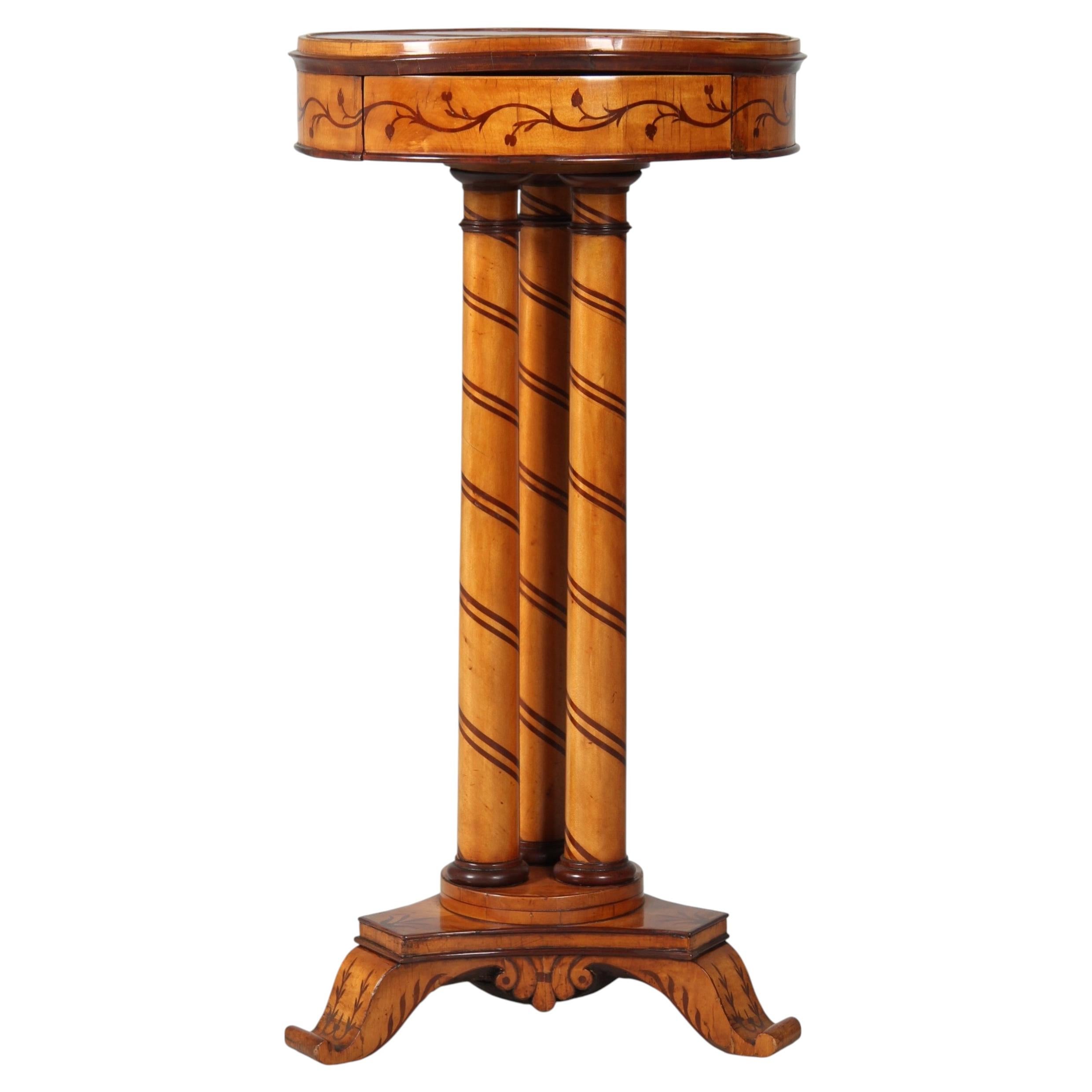 19th Century Italian Side Table or Sewing Table, Maple Inlayed, circa 1830