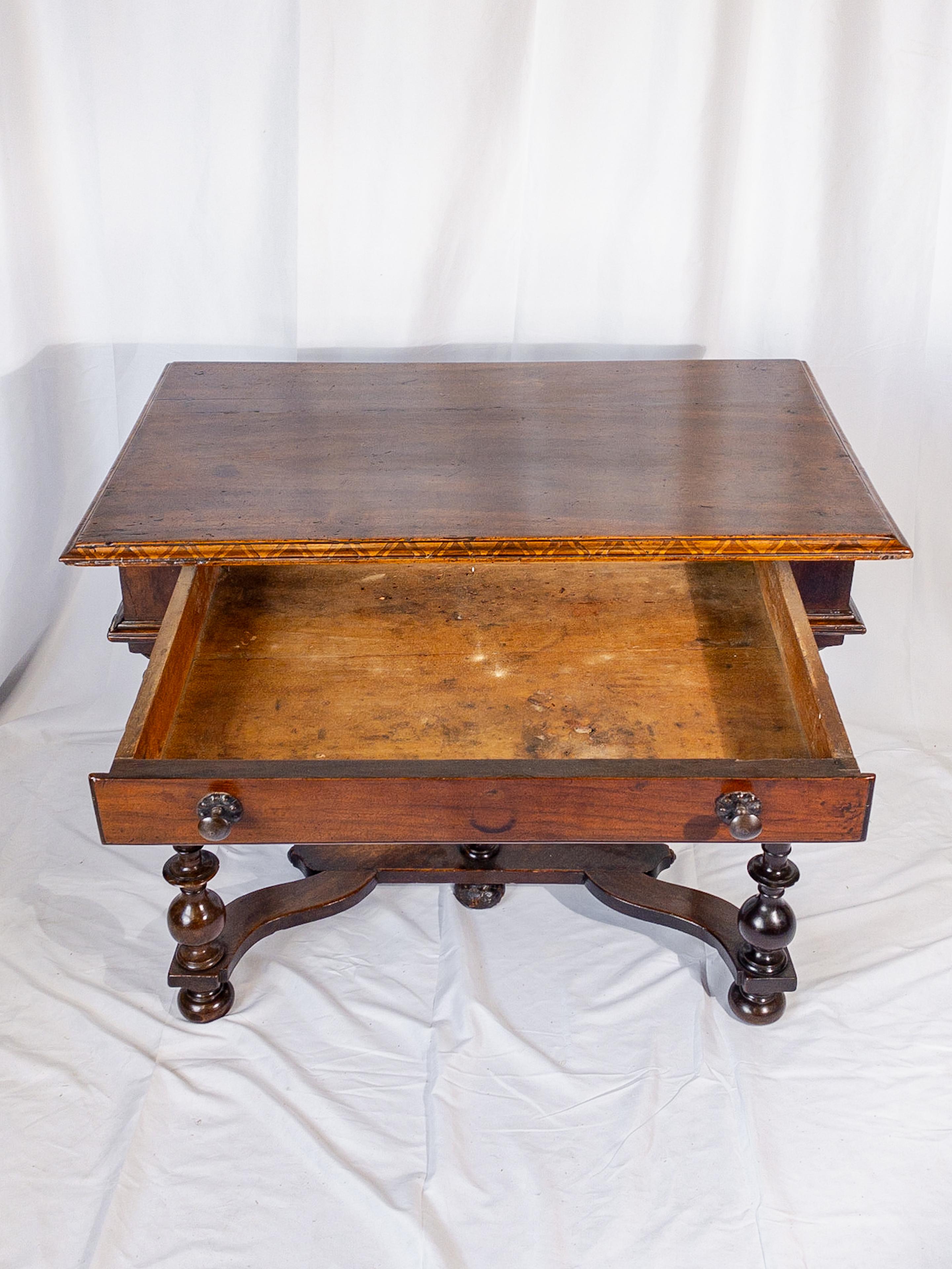 19th Century Italian Side Table with Walnut Marquetry Trim For Sale 1