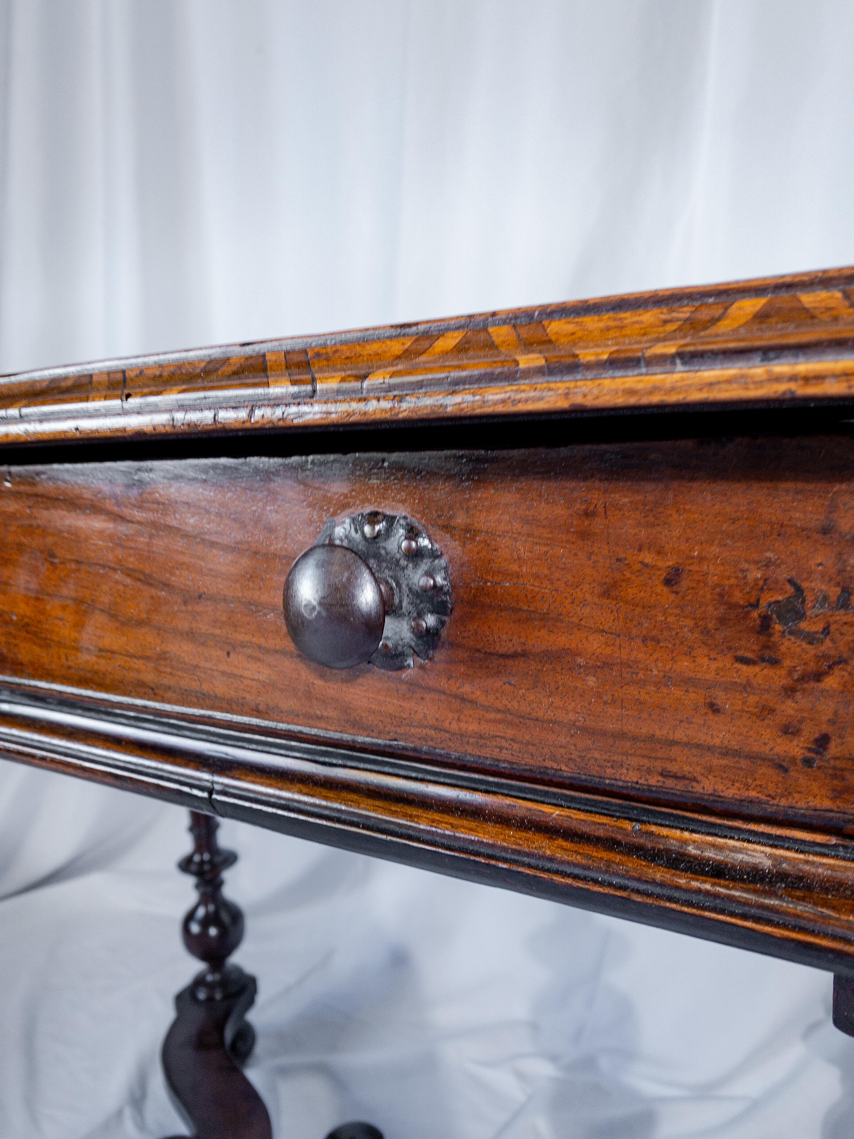 19th Century Italian Side Table with Walnut Marquetry Trim For Sale 2